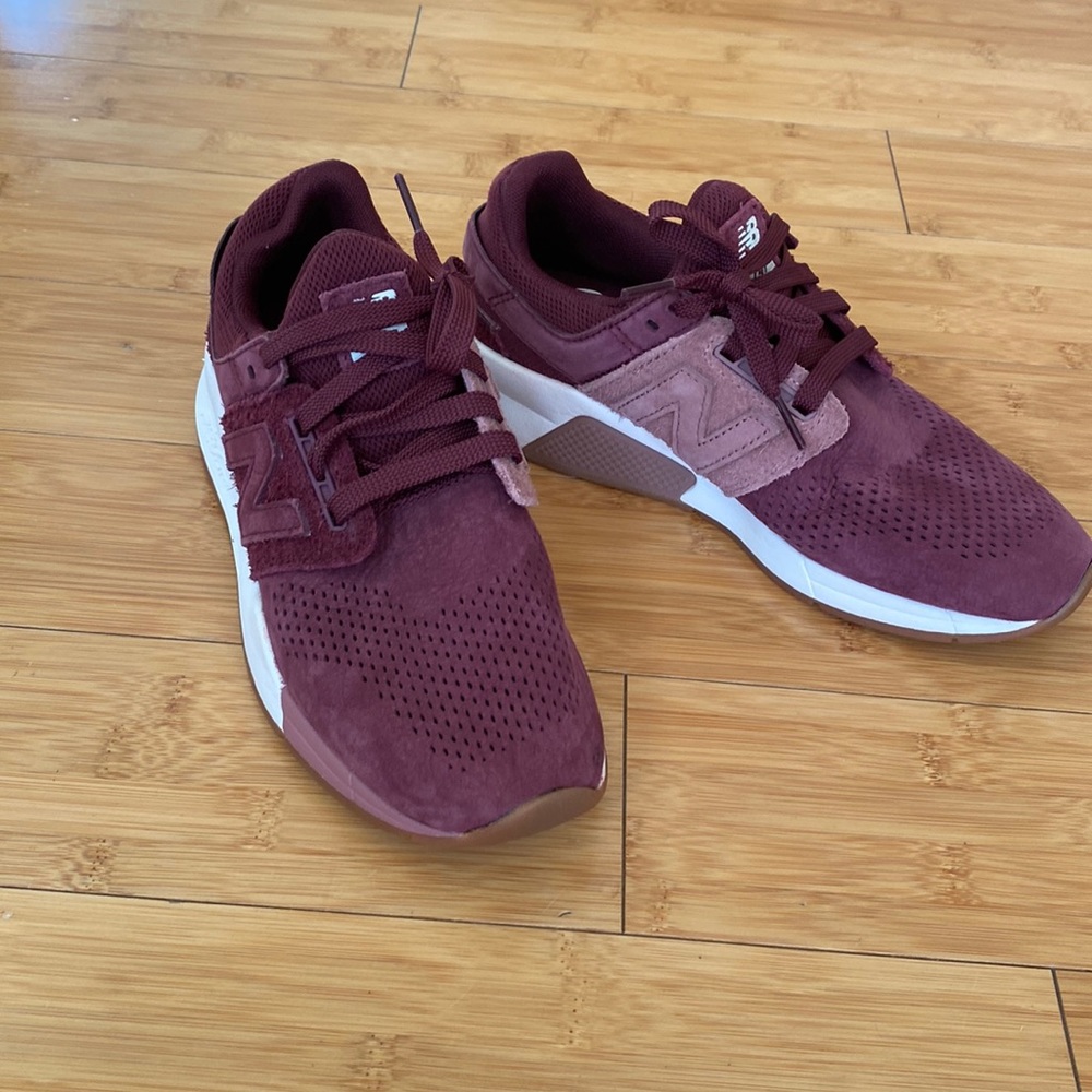 Women’s New Balance 247 sneakers. Burgundy suede. Size 7.  Never worn.